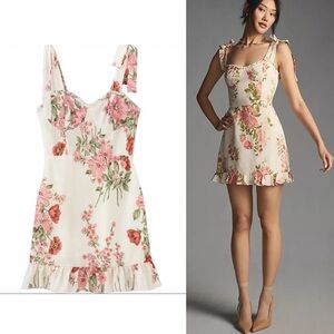 Goodnight Macaroon Floral Corset Dress Sz L Pink Cream Print Romantic Feminine